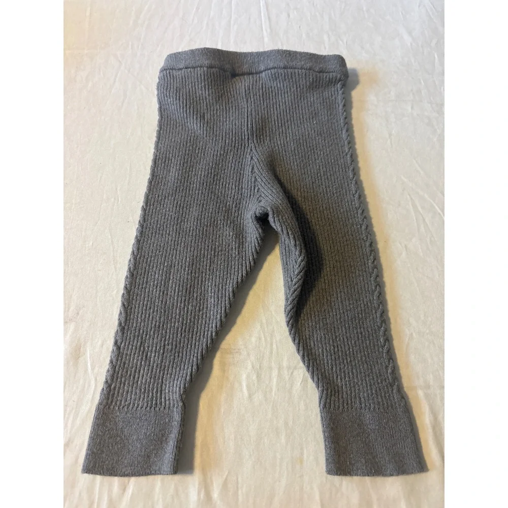 Mayoral‎ Knit Leggings Kids 12M Gray Excellent Ribbed Side Cable Detail Pants
